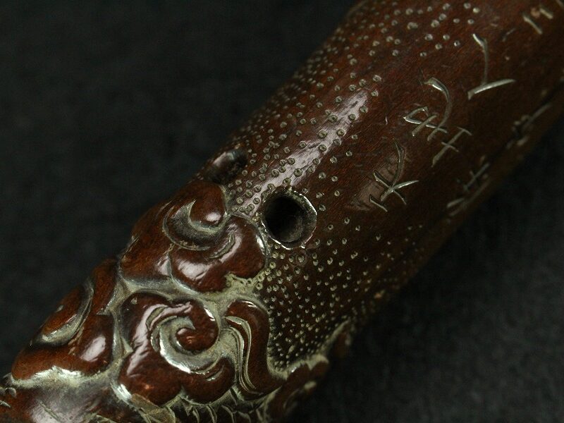 SOLD OUT 茶道具 茶刀 刻三人物 題詞 茂栖斎 在銘 龍刀 木製